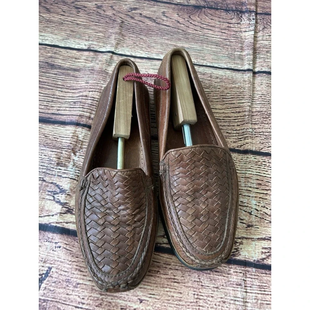 Johnston‎ & Murphy Tidwell Woven Loafers Brown Sheepskin Men 11